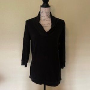 Faded Glory Stripe  Black Shawl Collared Sweater L